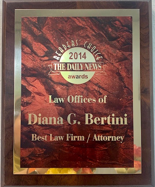 Readers' choice 2014 the daily news awards law offices of Diana G. Bertini best law firm / attorney